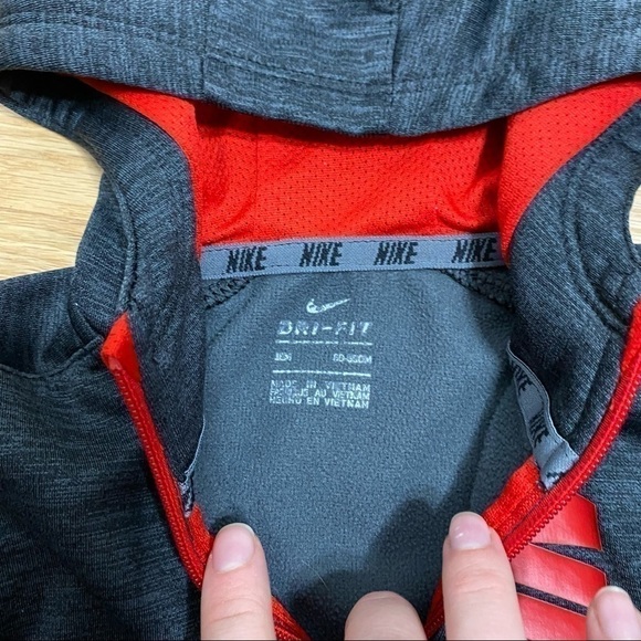 Nike Full Zip Hooded Sweatshirt 18 months Gray Red Kids Baby - Picture 3 of 4